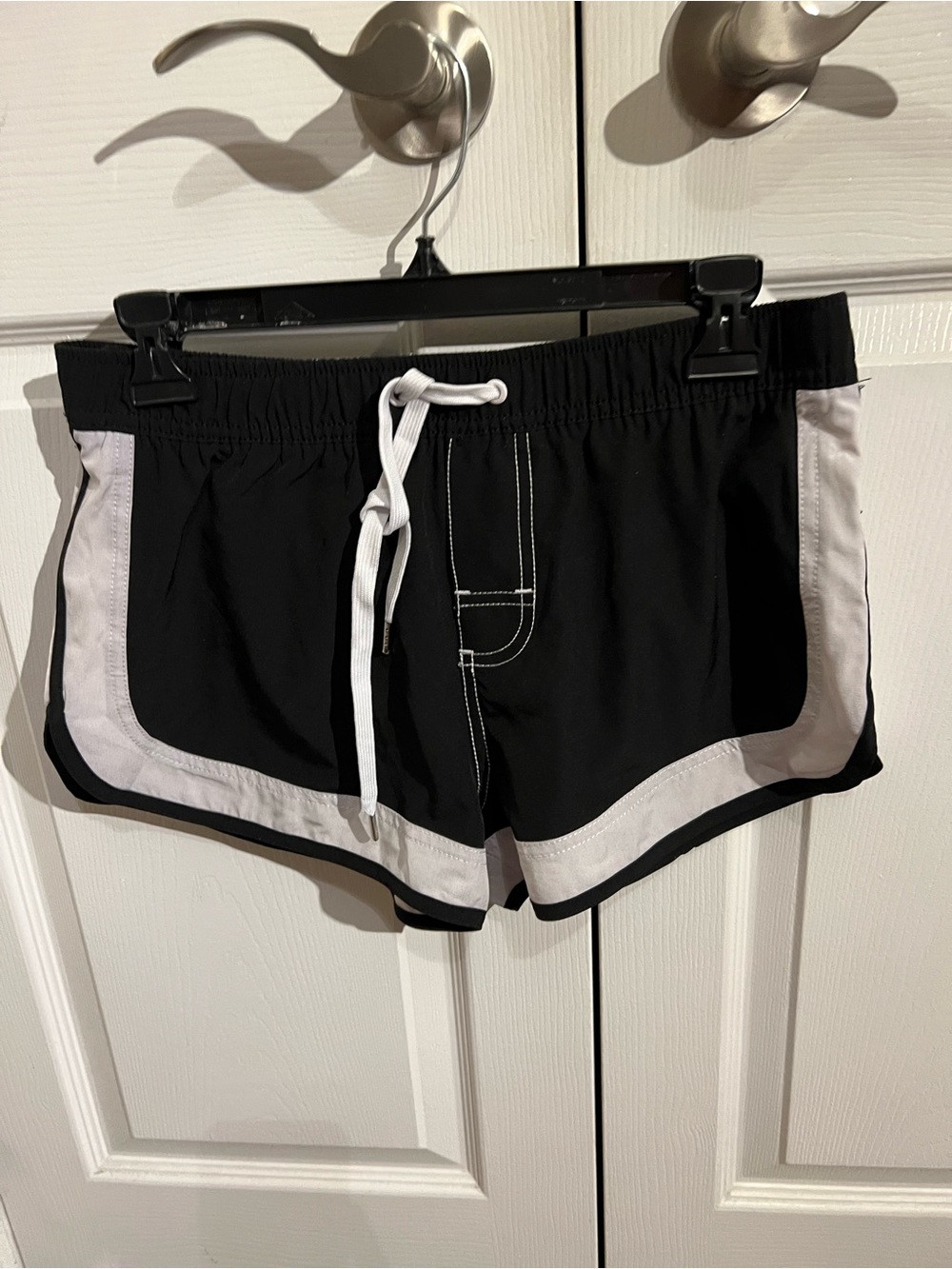 Andrew Christian Black Swim Trunks with White Trim